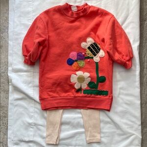 Next Kids Matching Set - Orange and Cream 2-3 Years